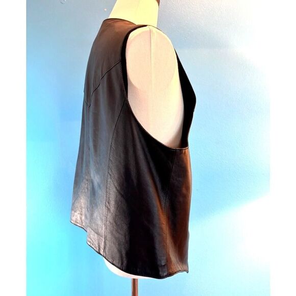 EUC! Scully Black Leather Vest Western Yolks Snap Close Lined 2 Pockets XL - Picture 3 of 8